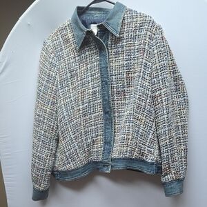 Coldwater Creek Blue and Multicolor Tweed Jacket